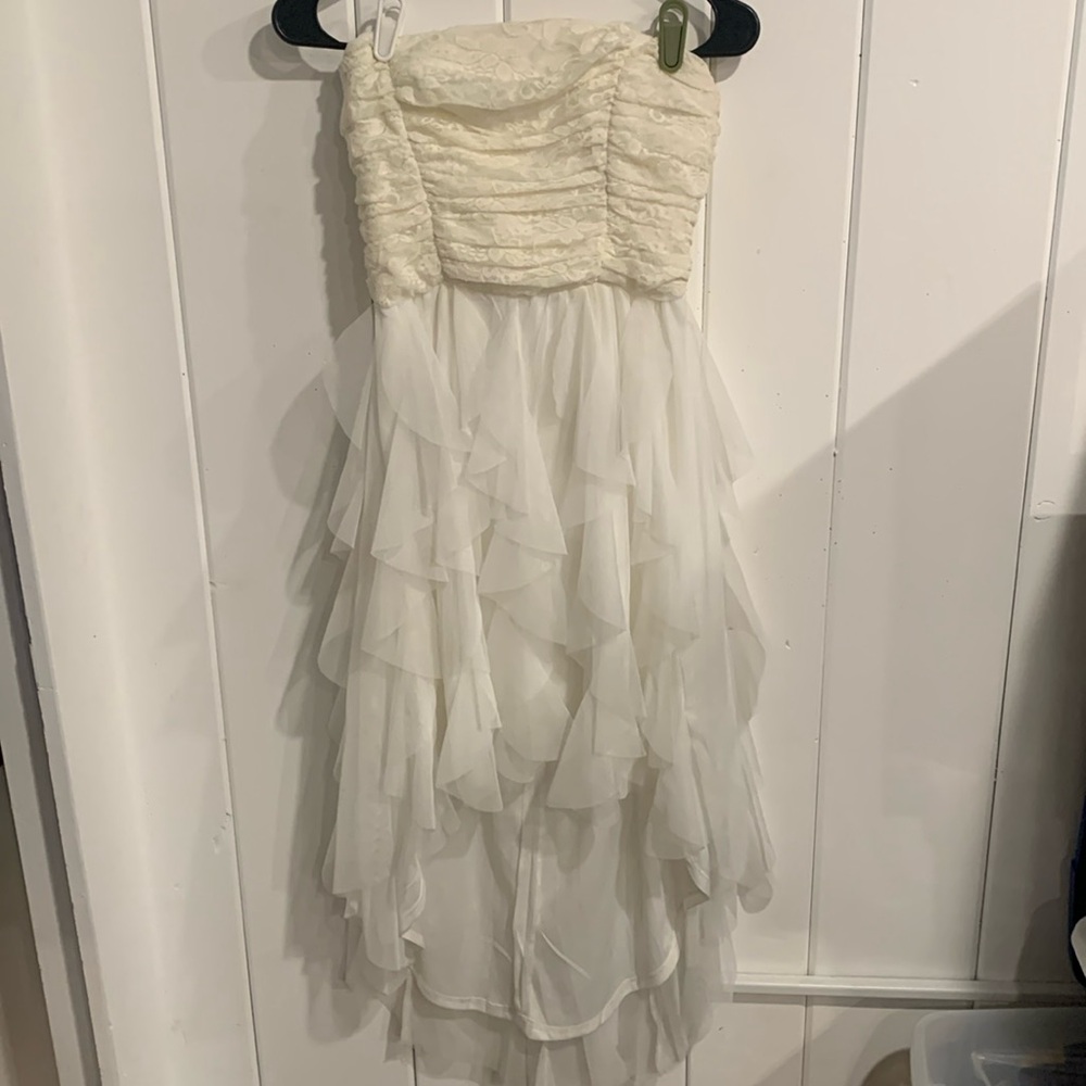 Formal Off White Lace Tulle High Low Dress Size 9
